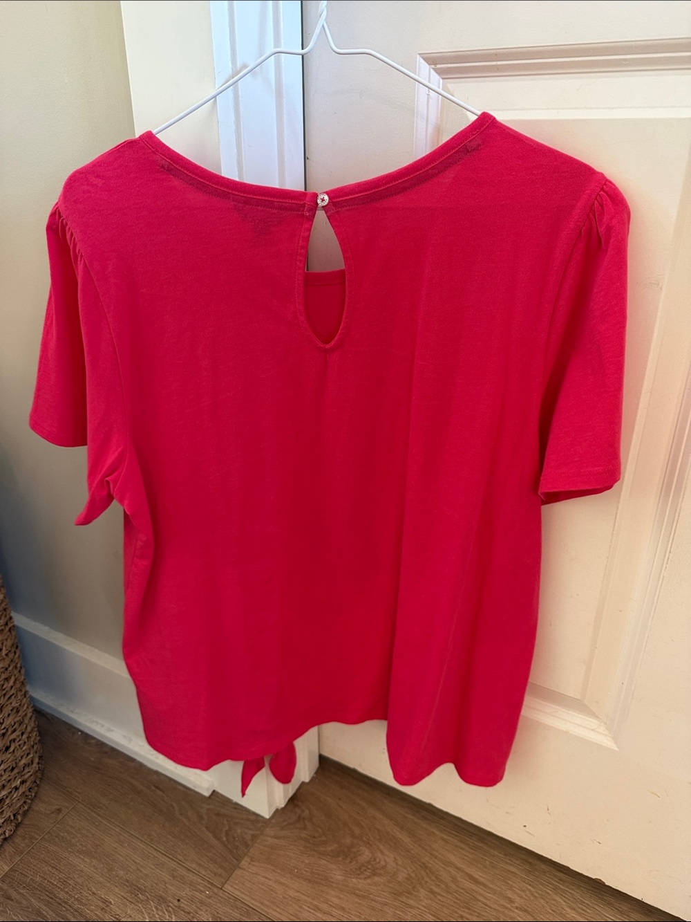 Nautica Women's Bright Pink Short Sleeve Tie-Front Tee - Picture 2 of 2
